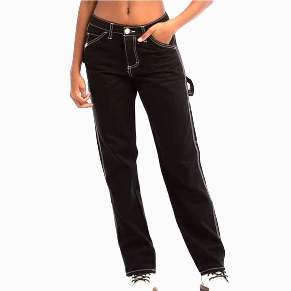 Five Star General Black Wide Leg 100% Cotton Mid Rise Carpenter Jeans 5 / 27 - Picture 1 of 16